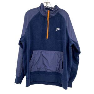 Nike Blue & Orange Synthetic High Neck Pullover Sweatshirt | Men’s XL